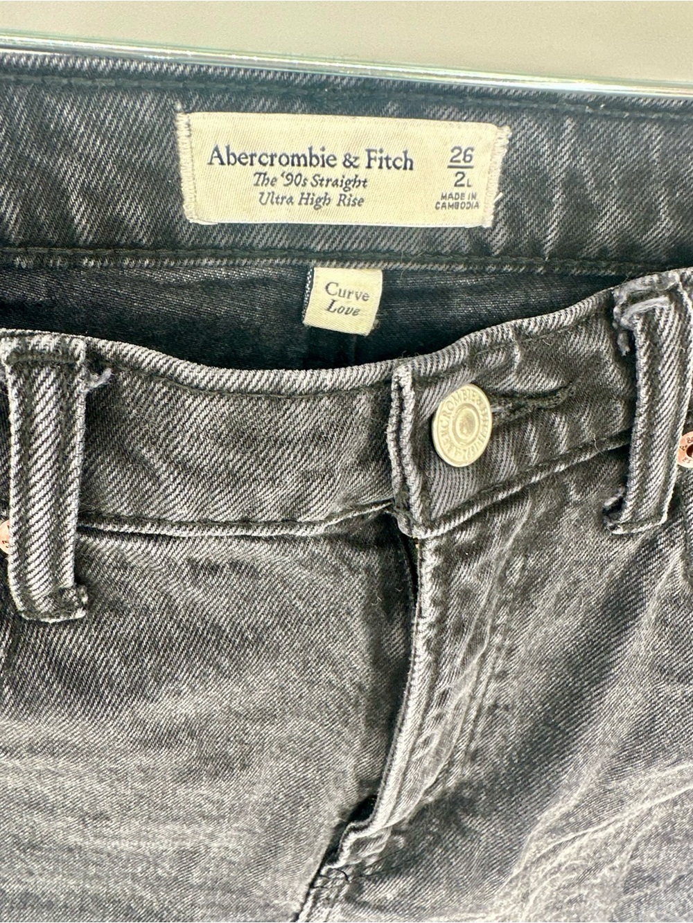 Abercrombie & Fitch Women’s Charcoal Straight Jeans High Rise 26 / 2L - Picture 3 of 7
